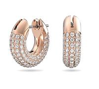 Swarovski Hoop Earrings, Pair of Pavé, White Crystal, Rose Gold Tone Plated Hoops, from the Dextera Collection