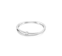 Swarovski Hyperbola Bangle Bracelet, Overlapping Design with Clear Crystals and Oval-Cut Centre Stone in a Rhodium-Finished Setting, Size M, Part of the Hyperbola Collection