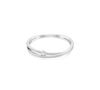 Swarovski Hyperbola Bangle Bracelet, Overlapping Design with Clear Crystals and Oval-Cut Centre Stone in a Rhodium-Finished Setting, Size S, Part of the Hyperbola Collection