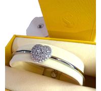 SWAROVSKI Hyperbola Bangle Heart Bracelet Rhodium Plated Silver Finish NEW Boxed