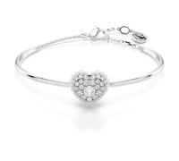 Swarovski Hyperbola bangle, Heart, White, Rhodium plated