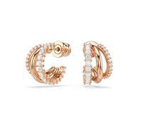 Swarovski Hyperbola Mini Hoop Earrings, Clear Mixed-Cut Stones In A Rose Gold-Tone Finished Setting, Part Of The Swarovski Hyperbola Collection