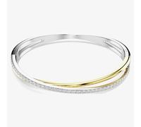 Swarovski Hyperbola Bangle Bracelet, Overlapping Design with Clear Round-Cut Crystals in a Mixed Metal-Finished Setting, Size M, Part of the Hyperbola Collection