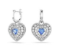 Swarovski Hyperbola drop earrings, Heart, Blue, Rhodium plated