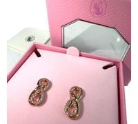 SWAROVSKI Hyperbola Infinity Stud Earrings Rose Gold Plated Pink Crystal 5689644