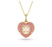 Swarovski Hyperbola pendant, Octagon cut, Crystal pearls, Heart, Pink, Gold-tone plated