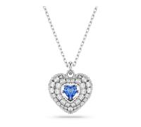 Swarovski Hyperbola Rhodium Plated Blue Heart Necklace 5680403