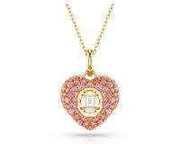 Swarovski Hyperbola pendant, Octagon cut, Crystal pearls, Heart, Pink, Gold-tone plated