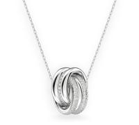 Hyperbola pendant, Intertwined circles, White, Rhodium plated