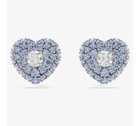 Idyllia stud earrings, Heart, Blue, Rhodium plated