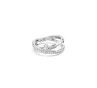 Swarovski Hyperbola Ring, Clear Mixed-Cut Stones in a Rhodium-Finished Setting, Size N, Part of the Hyperbola Collection