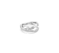 Swarovski Hyperbola Ring, Clear Mixed-Cut Stones in a Rhodium-Finished Setting, Size P 1/2, Part of the Hyperbola Collection