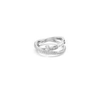 Swarovski Hyperbola Ring, Clear Mixed-Cut Stones in a Rhodium-Finished Setting, Size R, Part of the Hyperbola Collection