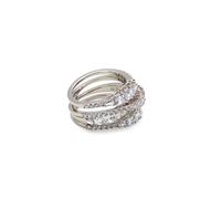Swarovski Twist Wrap ring, Mixed cuts, White, Rhodium plated
