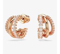 Swarovski Hyperbola Mini Hoop Earrings, Clear Mixed-Cut Stones In A Rose Gold-Tone Finished Setting, Part Of The Swarovski Hyperbola Collection