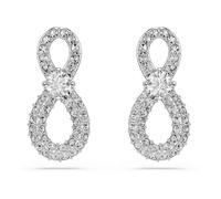 Swarovski Hyperbola Stud Earrings, Round Cut, Pav?, Infinity, White, Rhodium Plated