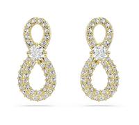 Swarovski Hyperbola Stud Earrings, Round Cut, Pavé, Infinity, White, Gold-Tone Plated