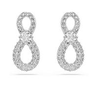 Swarovski Hyperbola Stud Earrings, Round Cut, Pavé, Infinity, White, Rhodium Plated