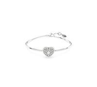 Hyperbola bangle, Heart, White, Rhodium plated