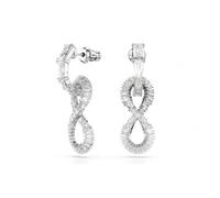 Swarovski Hyperbola drop earrings, Infinity, White, Rhodium plated
