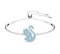 Swarovski Iconic Swan Bangle Bracelet, Blue and White Crystals in a Rhodium Plated Setting, from the Iconic Collection