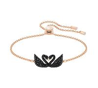 SWAROVSKI Iconic Swan Bracelet Multi/Rose Gold/Black/Clear Crystal MD, Crystal