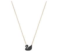 Swan pendant, Swan, Small, Black, 18K rose gold finish