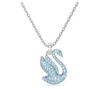 Swarovski Iconic Swan Pendant Necklace, Blue and White Crystals in a Rhodium Plated Setting, from the Iconic Swan Collection