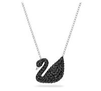 Swarovski Iconic Swan pendant, Swan, Medium, Black, Rhodium plated