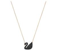 Swarovski Iconic Swan pendant, Swan, Medium, Black, Rose gold-tone plated