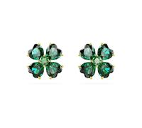 Swarovski Idyllia Stud Earrings, Green Crystals in a Clover Design with a Gold-Tone Plated Setting, from the Idyllia Collection