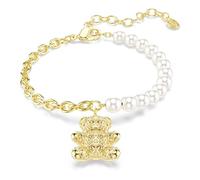 Idyllia bracelet, Crystal pearl, Round cut, Teddy, Gold tone, Gold-tone plated