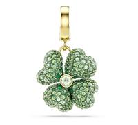 Swarovski Idyllia Charm, Clover, Green, Gold-Tone Plated