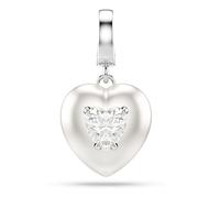 Swarovski Idyllia Charm, Mixed Cuts, Pearl-Colored Coating, Heart, White, Rhodium Plated