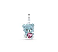 Swarovski Idyllia charm, Mixed cuts, Teddy, Blue, Rhodium plated