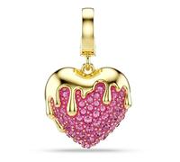 Swarovski Idyllia Charm, Round Cut, Heart, Pink, Gold-Tone Plated