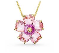 Swarovski Florere necklace, Flower, Pink, Gold-tone plated