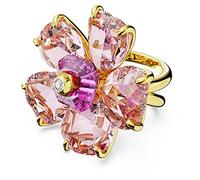 Swarovski Florere cocktail ring, Flower, Pink, Gold-tone plated, 50