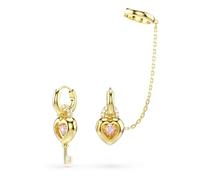 Swarovski Jewellery Swarovski Idyllia Mixed Cuts Pink Heart with Key Gold Tone Drop Earrings with Ear Cuff 2 x 1.1cm