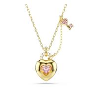 Swarovski Idyllia Collection, Mixed Cuts, Heart With Key, Pink, 18k Gold Finish