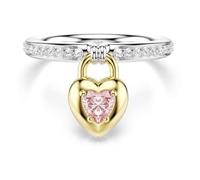 Swarovski Idyllia Collection Motif Ring, Mixed Cuts, Heart, Pink, Mixed Metal Finish