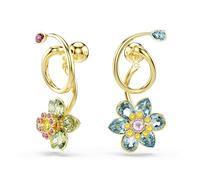 Swarovski Idyllia drop earrings, Asymmetrical design, Mixed cuts, Flower, Multicolored, Gold-tone plated, One Size