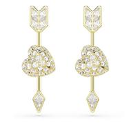 Swarovski Idyllia Drop Earrings, Mixed Cuts, Heart With Arrow, White, Gold-Tone Plated