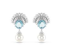 Swarovski Idyllia drop earrings, Shell, Blue, Rhodium plated