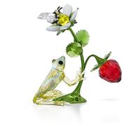 Swarovski Idyllia Frog, Bee and Strawberry Figurine, Multicolored Crystals with Lacquered Metal Accents, Part of the Idyllia Collection
