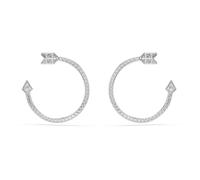 Swarovski Idyllia hoop earrings, Mixed cuts, Arrow, White, Rhodium plated