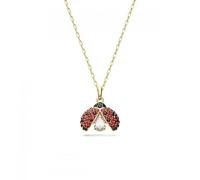 Swarovski Idyllia Ladybird Pendant Necklace, Red and Black Crystal Pavé and White Pear-Cut Crystal, Gold-Tone Plated Chain, from the Idyllia Collection