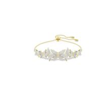 Swarovski Idyllia Lilia bracelet, Butterfly, White, Gold-tone plated, M