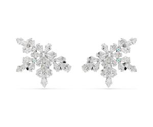 Swarovski Idyllia Mixed Cut Half Snowflake White Rhodium Plated Clip On Earrings