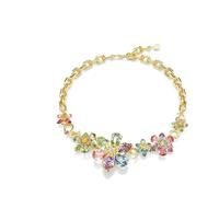 Swarovski Idyllia necklace, Mixed cuts, Flower, Multicolored, Gold-tone plated, One Size
